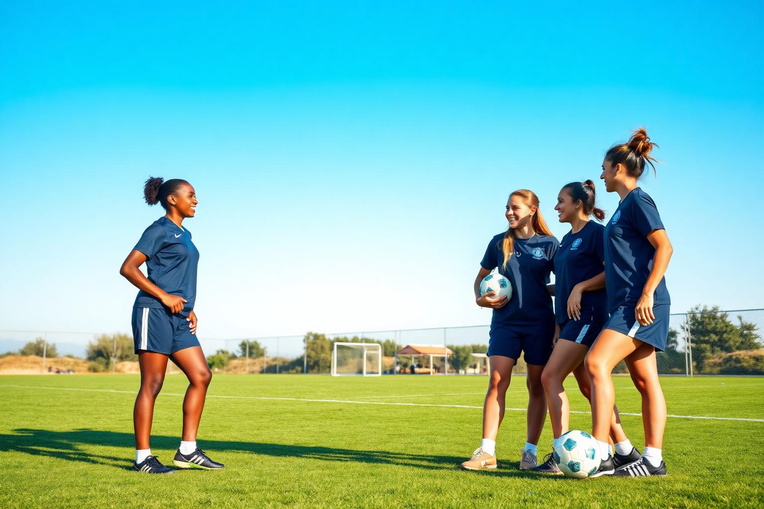 Jeunes footballeuses sur le terrain